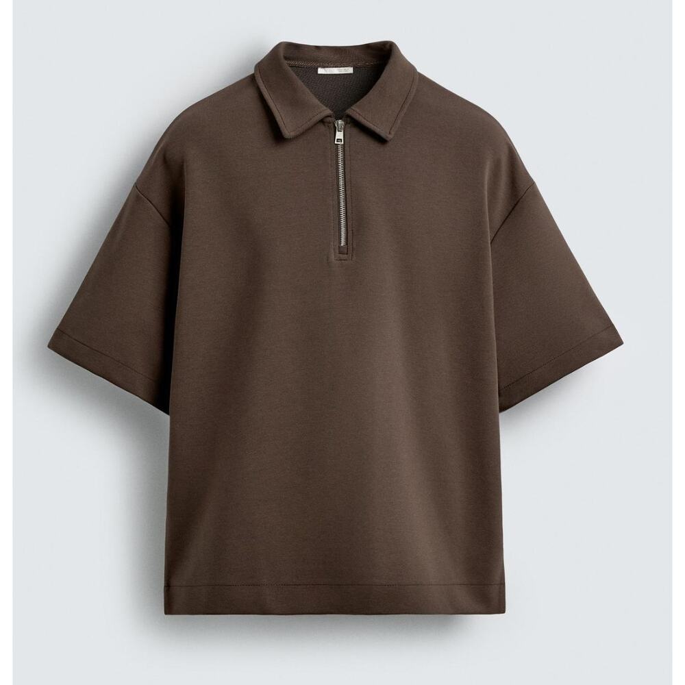 Zara Men' 1/4 zip collared polo shirt NWT small